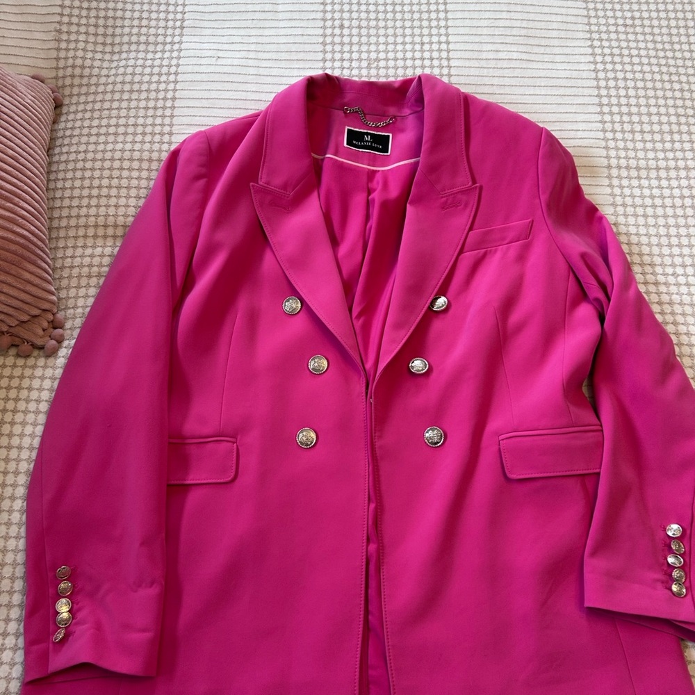 Vibrant Pink Double-Breasted Blazer